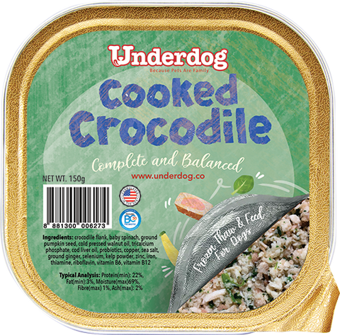 Underdog Cooked Crocodile Complete & Balanced Fresh Frozen Dog Food (150g)