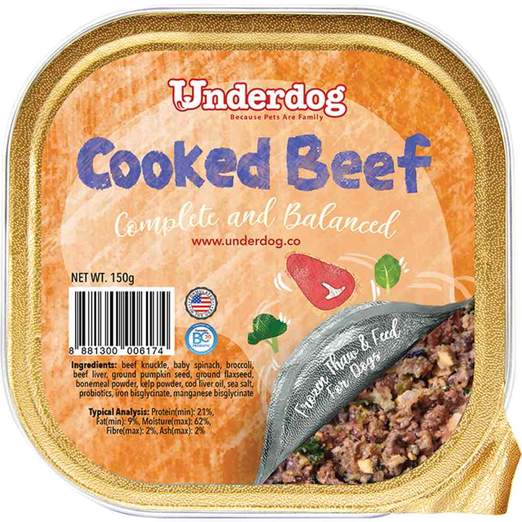 Underdog Cooked Beef Complete & Balanced Frozen Dog Food (150g)