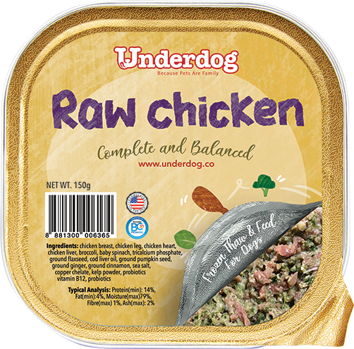 Underdog Raw Chicken Complete & Balanced Frozen Dog Food (150g)